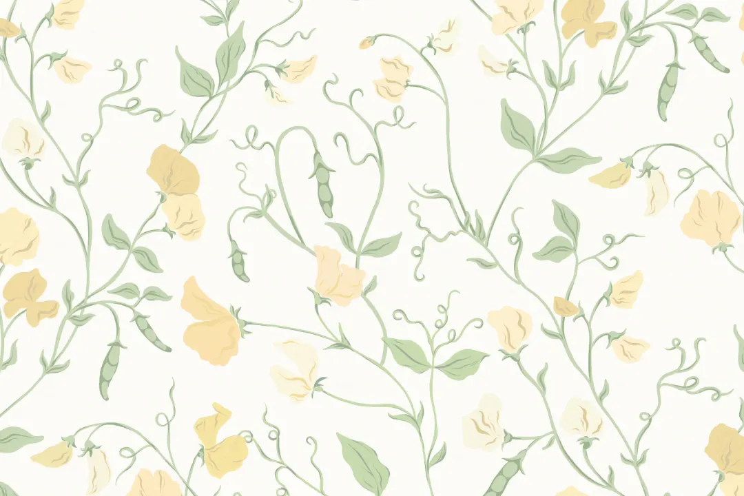Yellow Sweet Pea Floral & Vines Mural