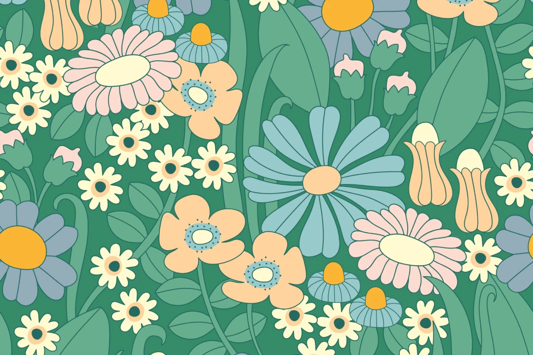 Elizabeth Olwen Groovy Meadow Green Mural
