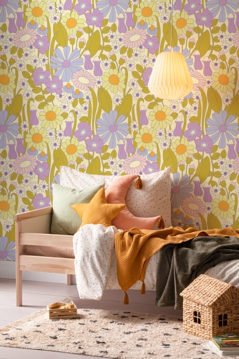 Elizabeth Olwen Groovy Meadow Purple Mural