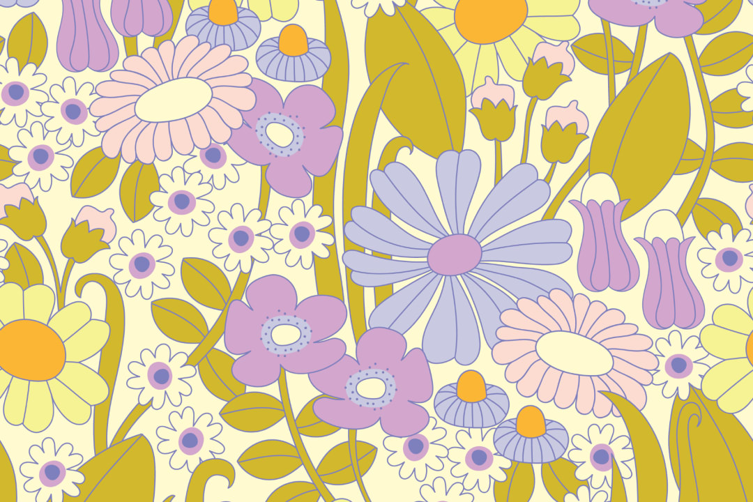 Elizabeth Olwen Groovy Meadow Purple Mural