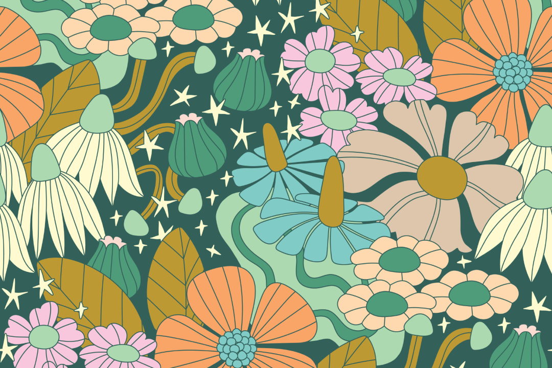 Elizabeth Olwen Cosmic Floral Multi Papier peint panoramique
