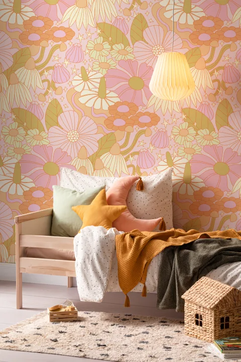 Elizabeth Olwen Cosmic Floral Pink Mural