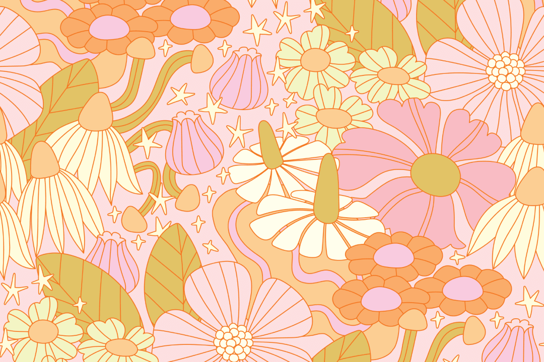 Elizabeth Olwen Cosmic Floral Pink Mural