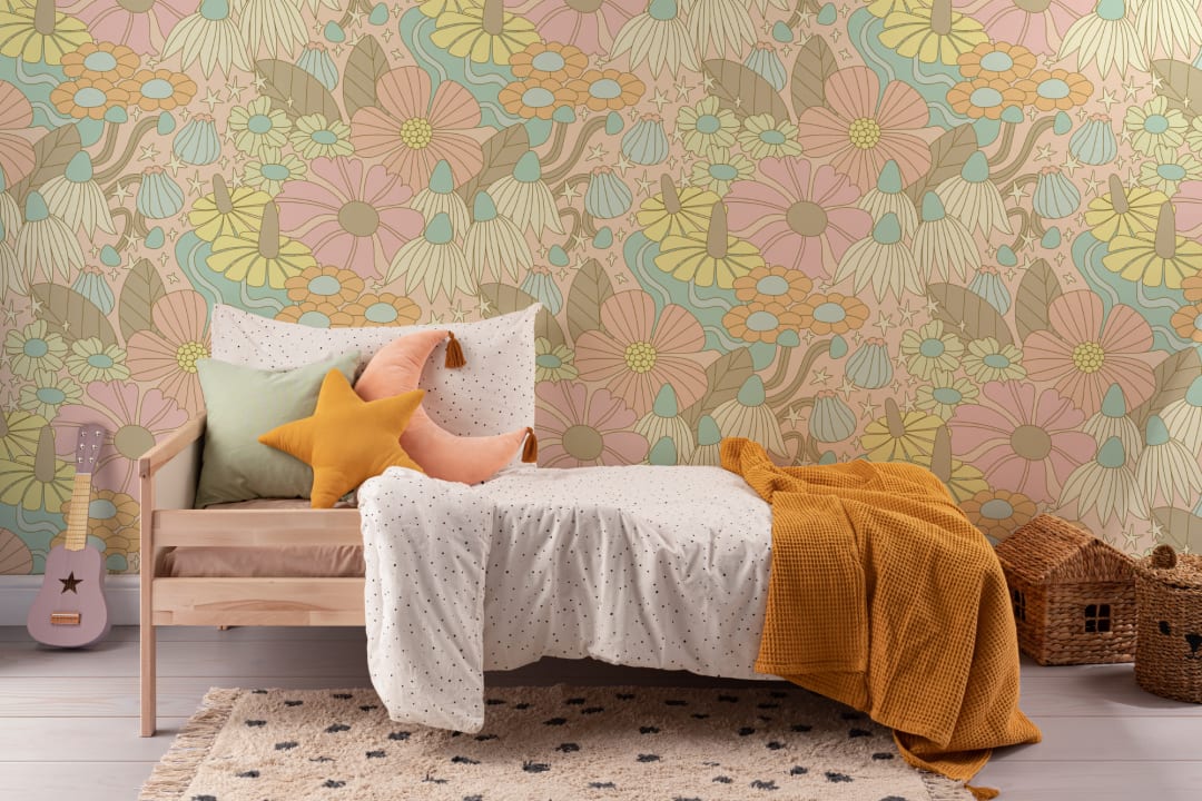 Elizabeth Olwen Cosmic Floral Pastel Mural