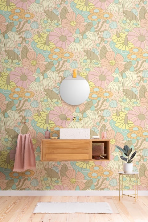 Elizabeth Olwen Cosmic Floral Pastel Mural