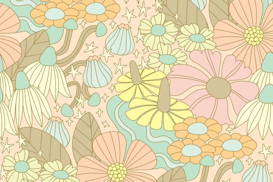 Elizabeth Olwen Cosmic Floral Pastel Mural