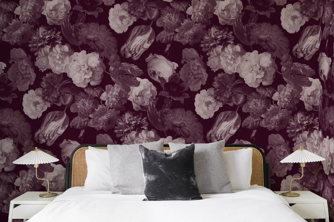 Papier peint panoramique floral Plum Painted