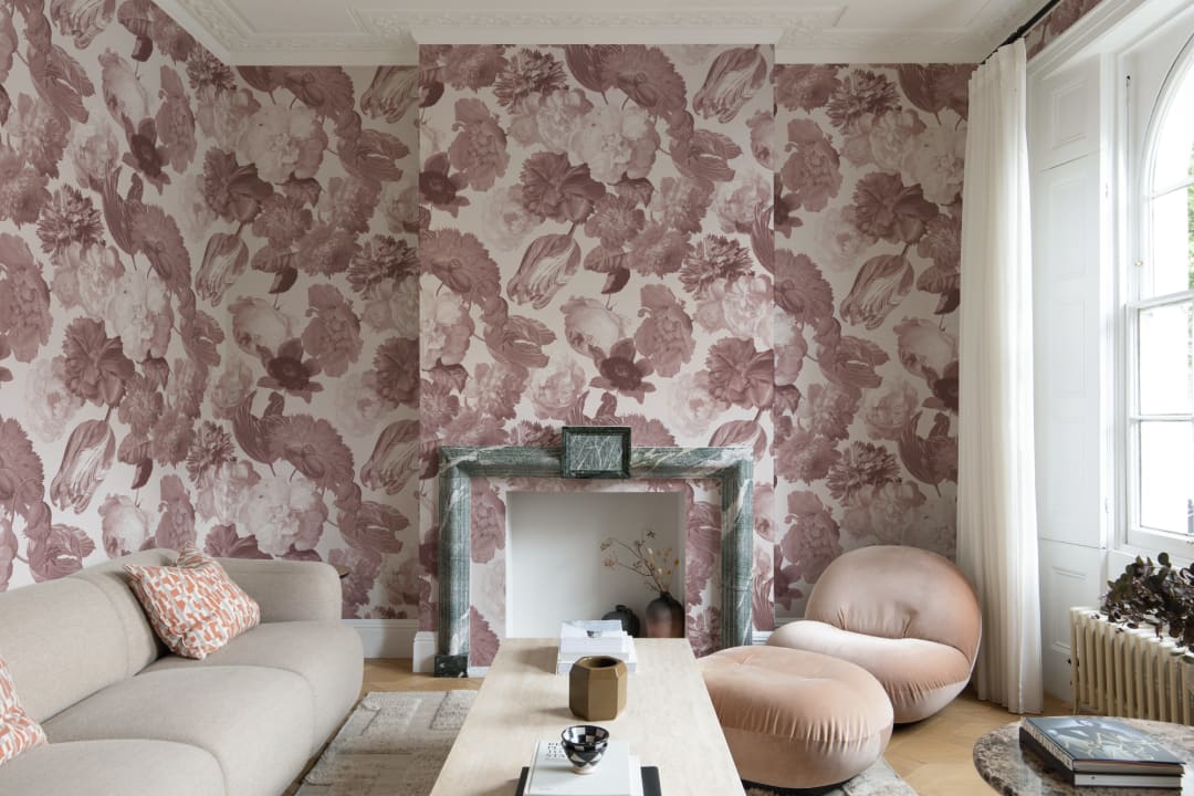 Pink Painted Large Scale Floral Mural