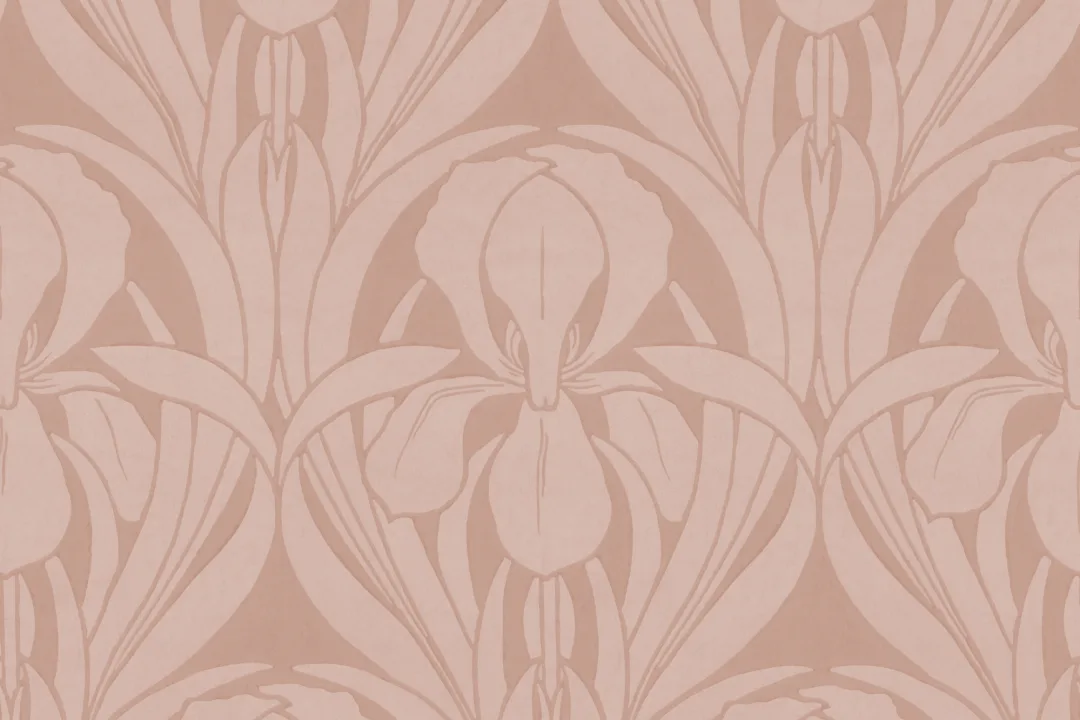 Pink Art Deco Wood Block Iris Mural
