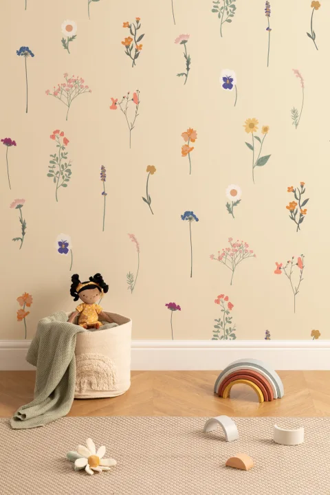 Yellow Pressed Flower Wallpaper