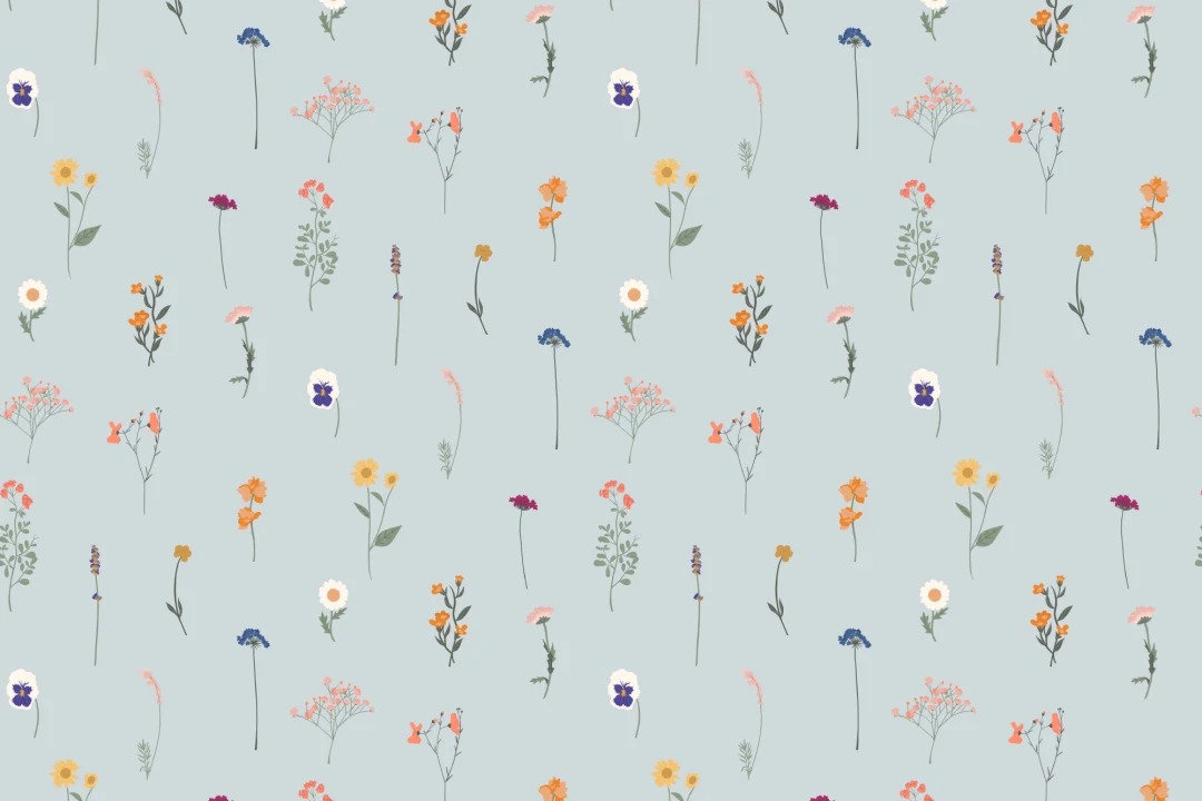 Carta da parati blu a fiori pressati