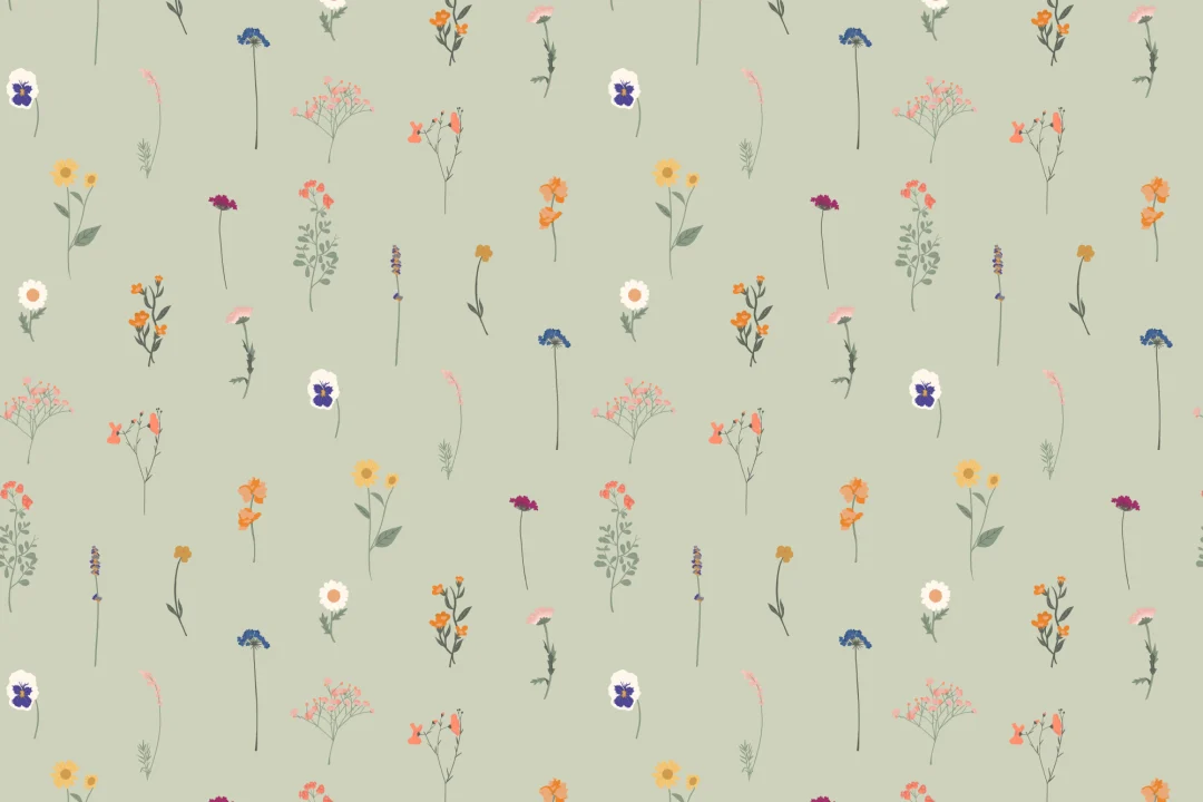 Green Pressed Flower Wallpaper