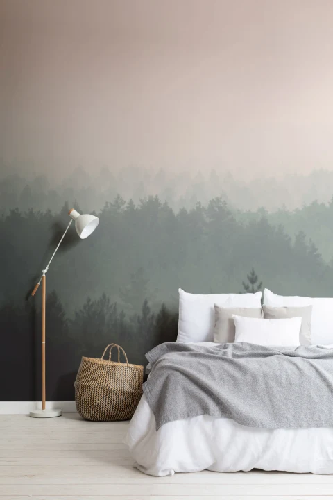 Persikka & vihreä pastelli Ombre Forest kuvatapetti
