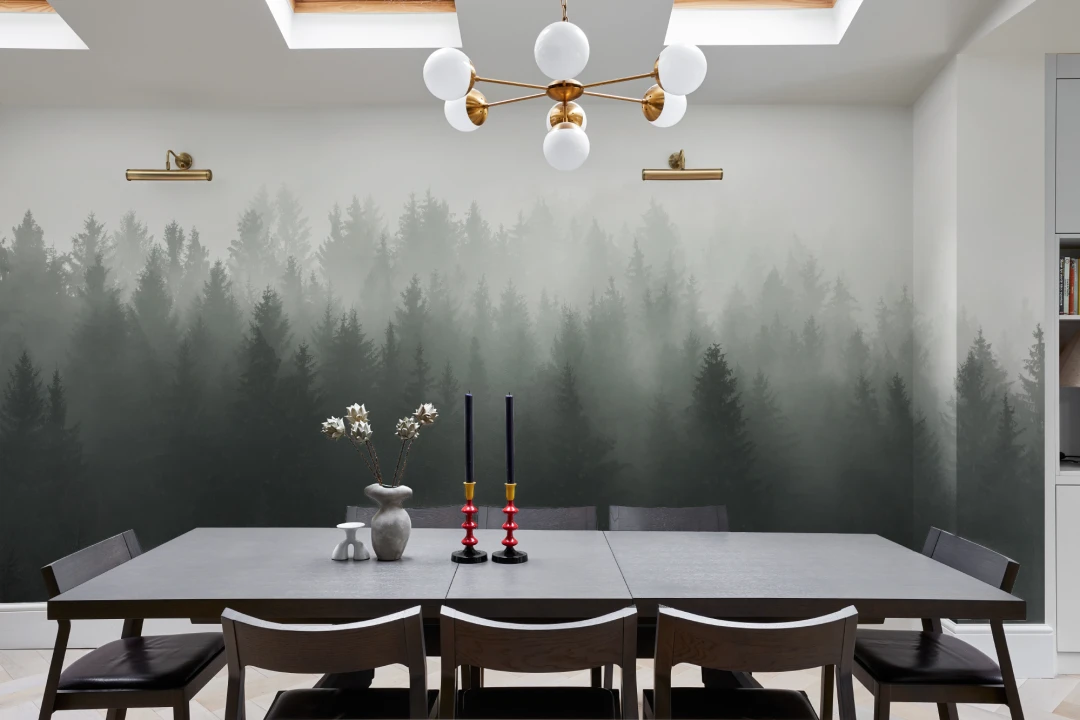 Deep Green Ombre Forest Fototapet