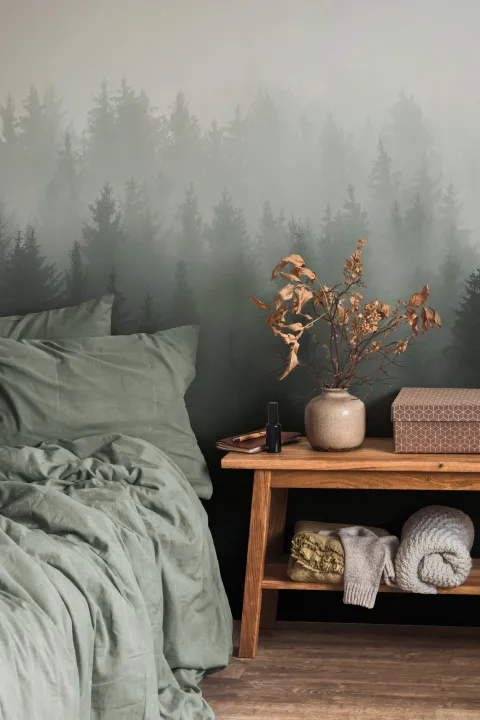 Mural Papel Pintado Degradado Bosque en Verde Oscuro