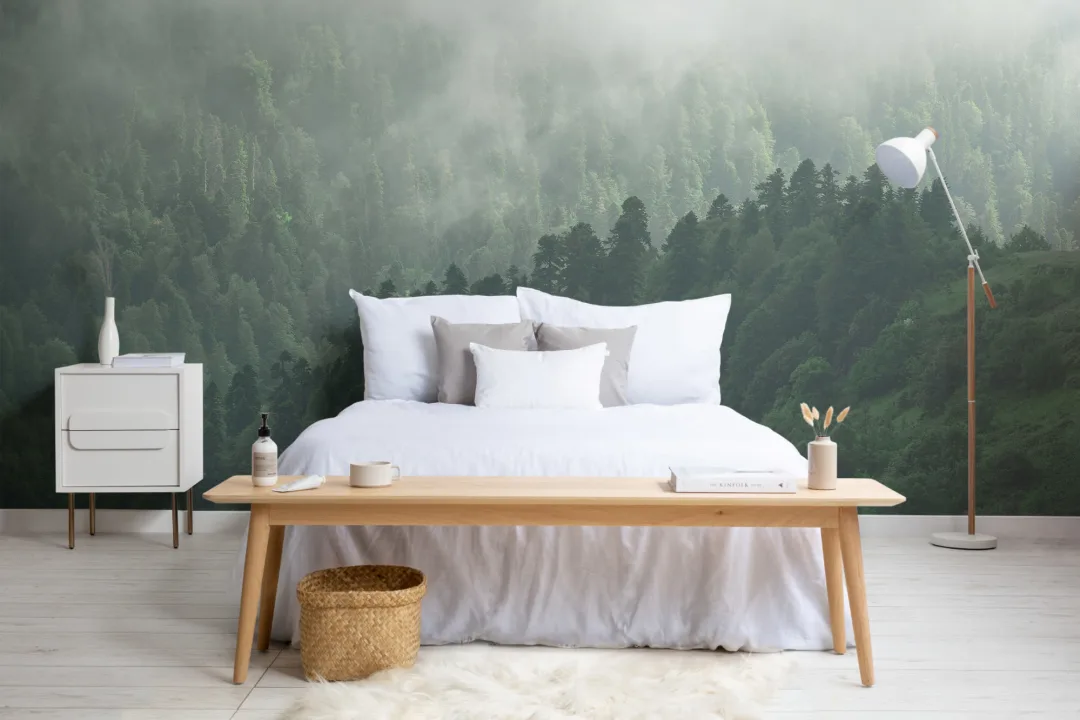 Misty Valley Forest Wallpaper Mural