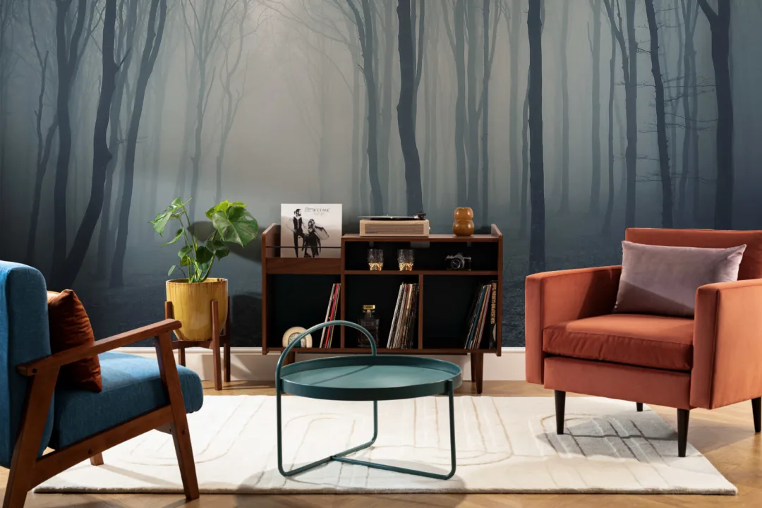 Gray Mist Forest Wallpaper Mural