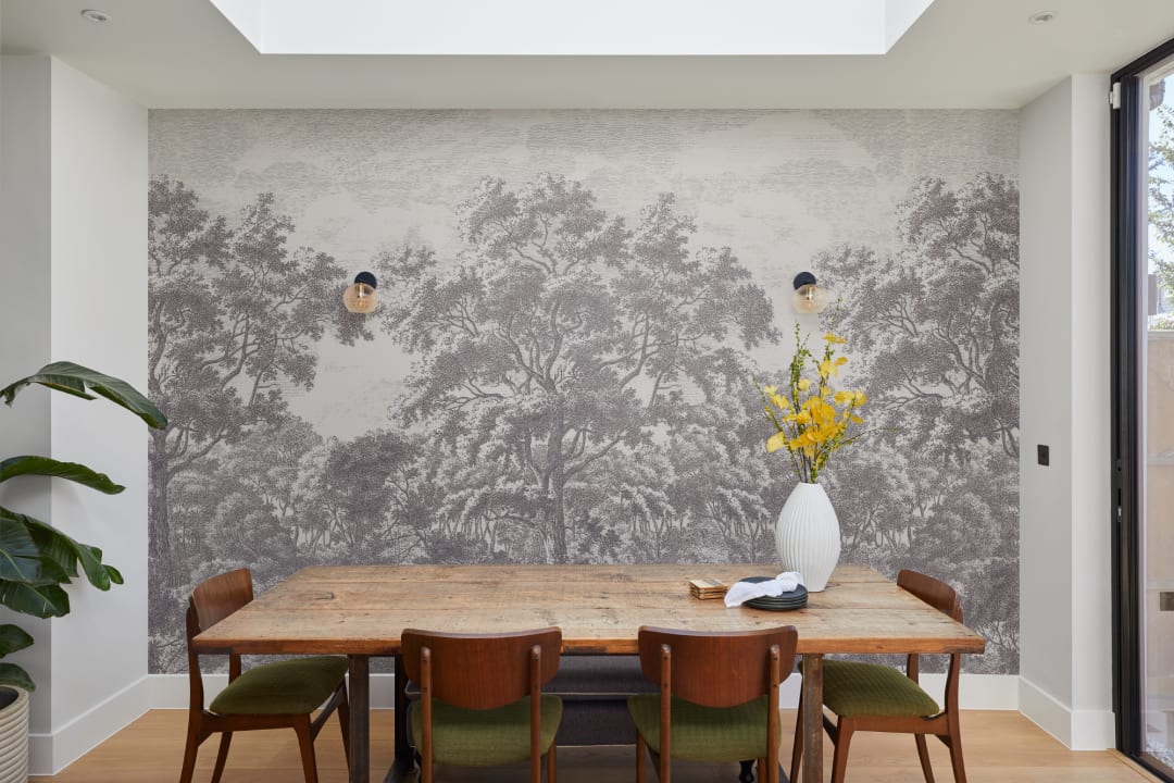 Gray Forest Illustration Etching Wallpaper Mural
