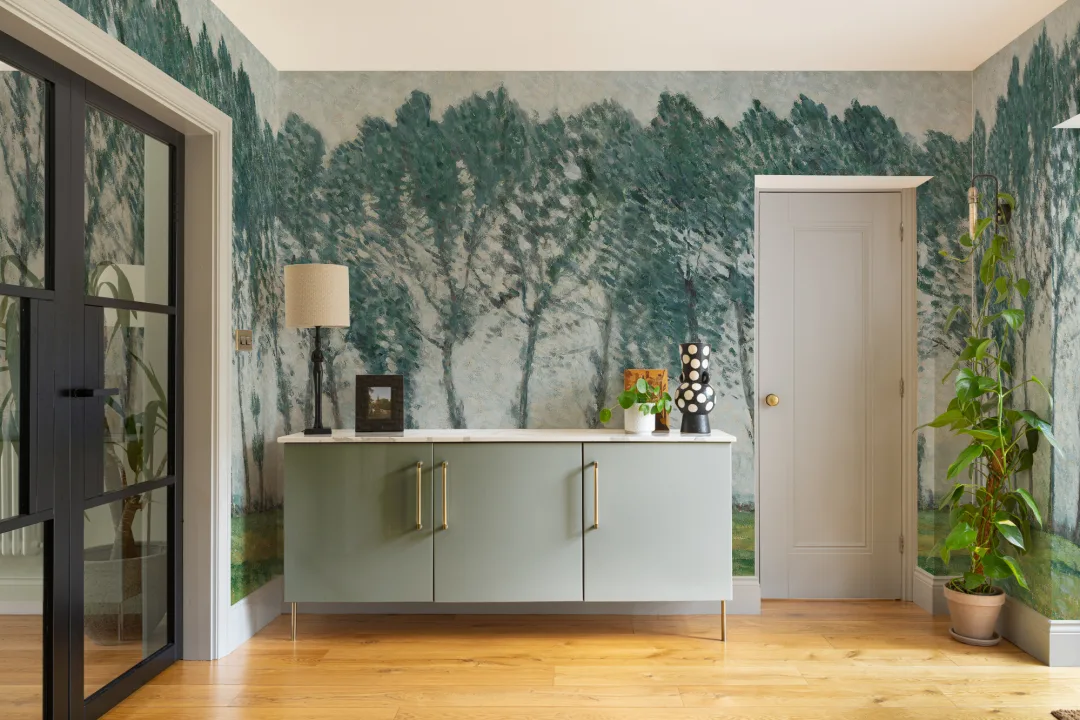Green Abstract Forest Mural