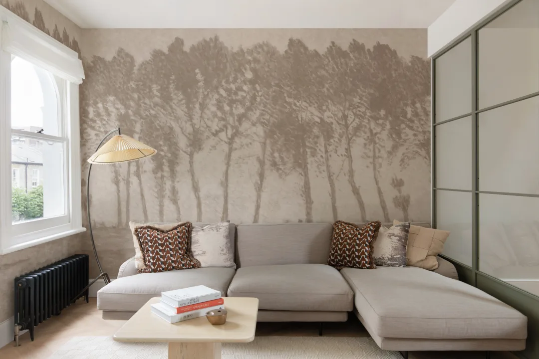 Vintage Rainy Forest Wall Mural in Earthy Neutrals