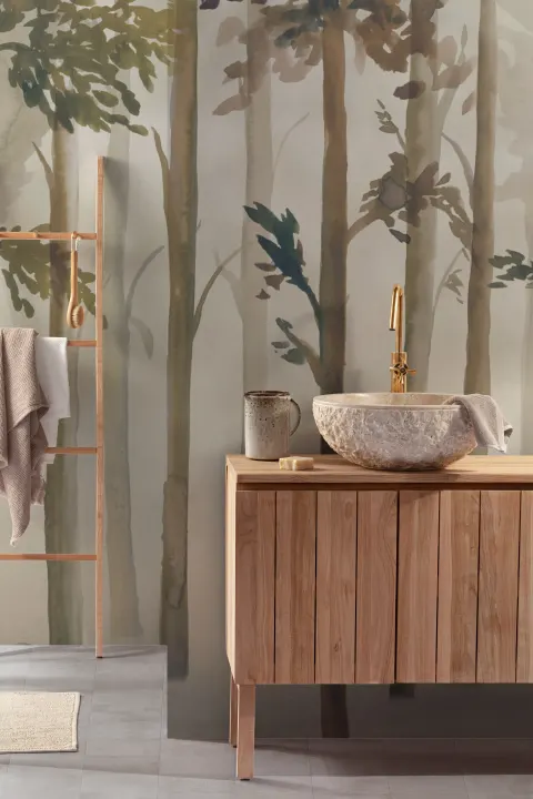 Painted Watercolor Forest Wallpaper Mural