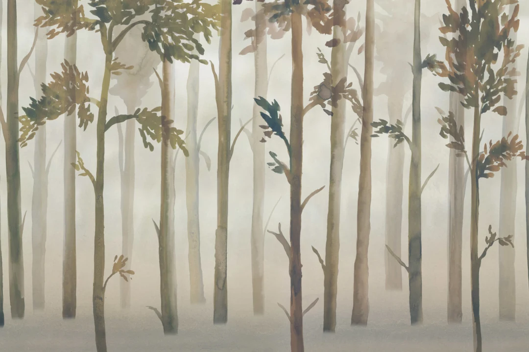 Painted Watercolor Forest Wallpaper Mural