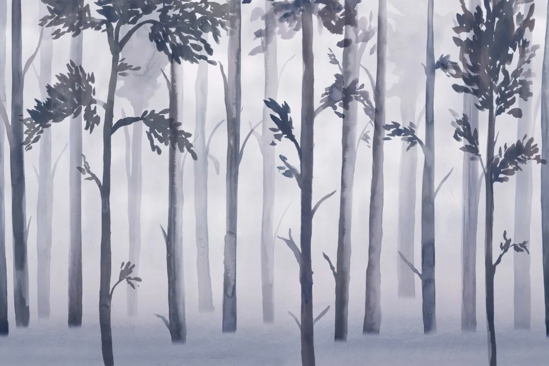 Albastru acuarelă pădure Wallpaper Mural