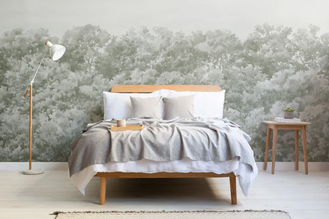 Sage Green Buttonwood Trees Forest Wall Mural
