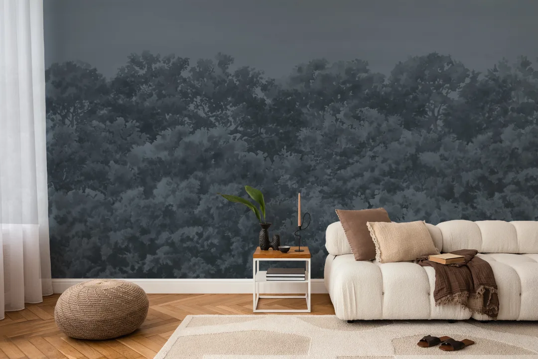 Navy Buttonwood Trees Forest Wall Mural