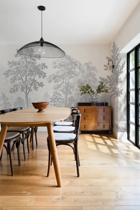 Grey Botanical Woodland Scene Nature Wall Mural