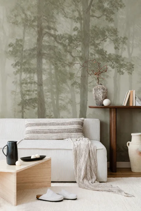 Green Forest Tranquil Nature Wall Mural For Serenity