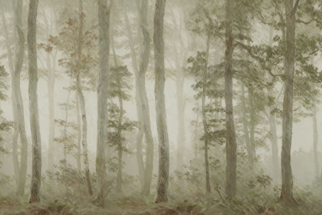 Papier peint panoramique de la forêt verte pour la sérénité