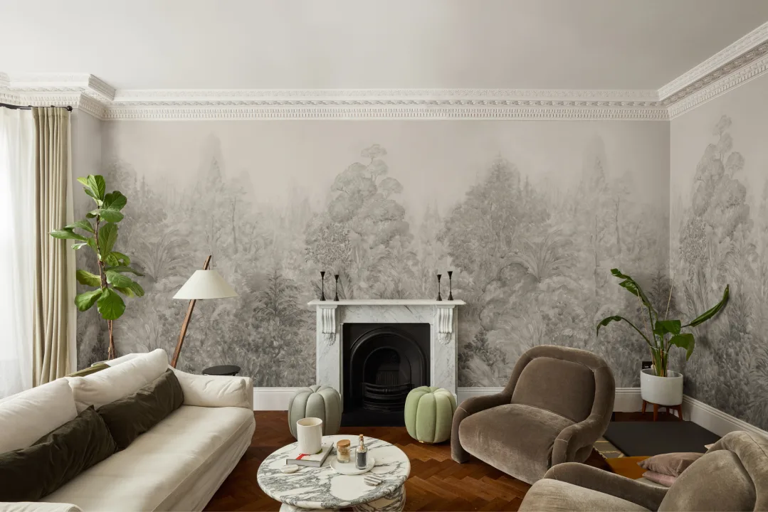 Murale botanică Beige Misty Grove Nature