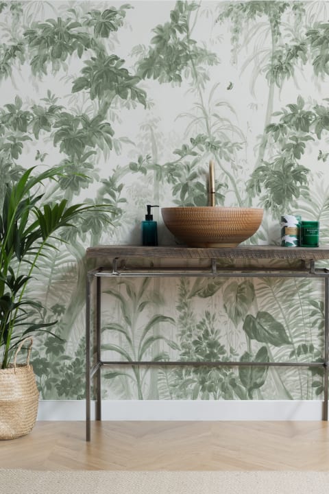 Green Sanctuary Jungle Botanical Wallpaper Mural