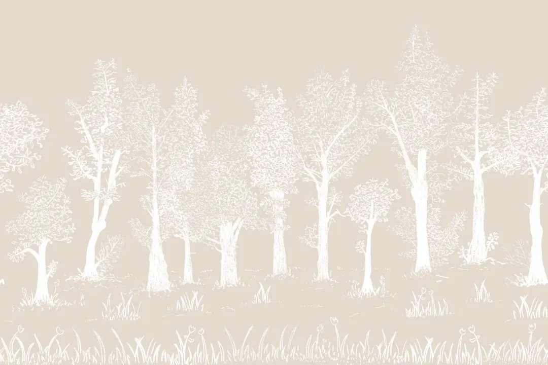 Beige Illustrated Traditional European Forest Mural