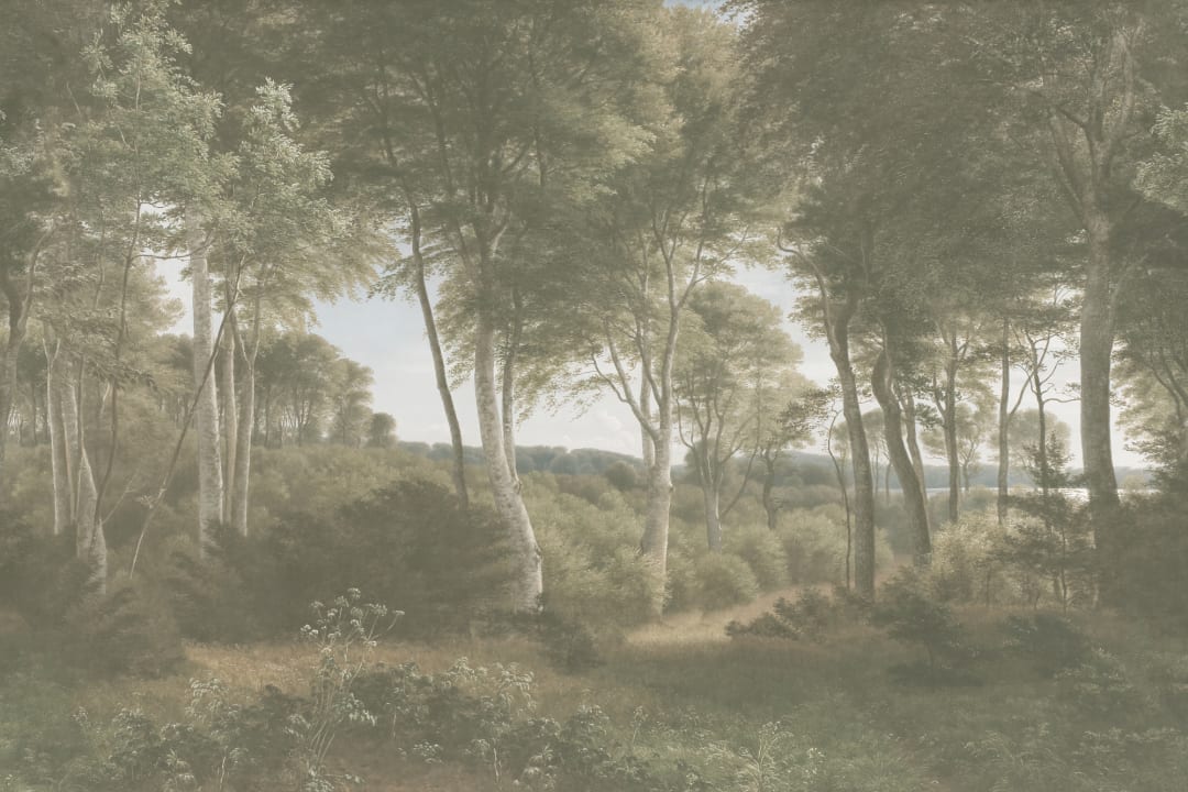 Light Green Forest Landscape Painting Mural