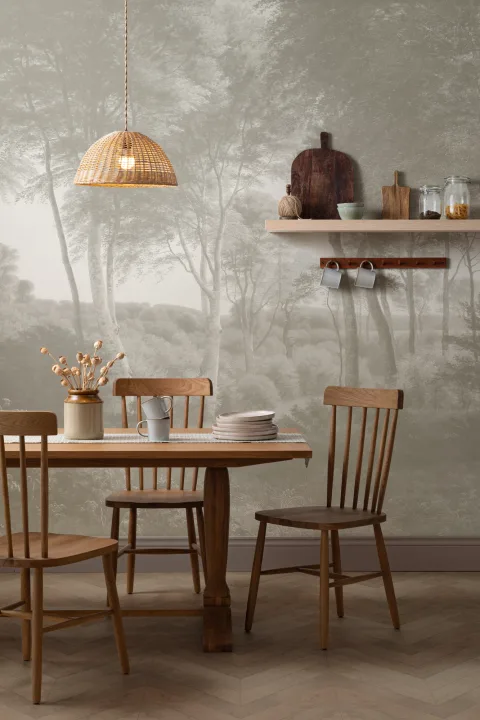 Neutral Forest Landscape Painting Mural