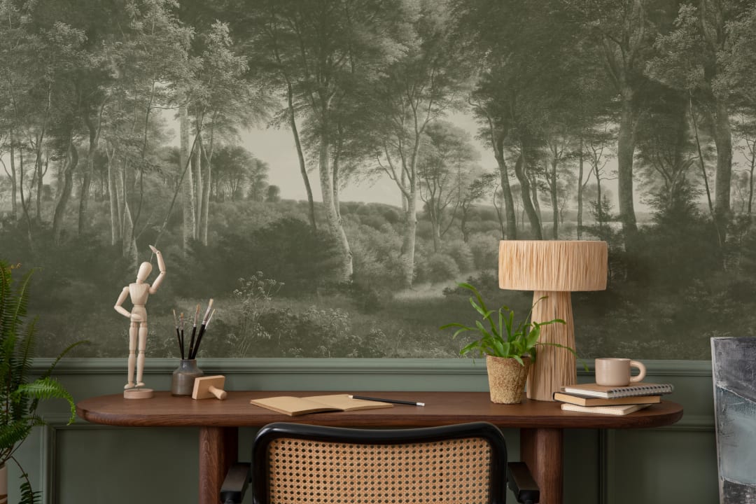 Green Forest Landscape Painting Mural