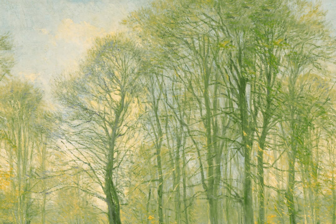 Green Loosely Painted Forest Mural