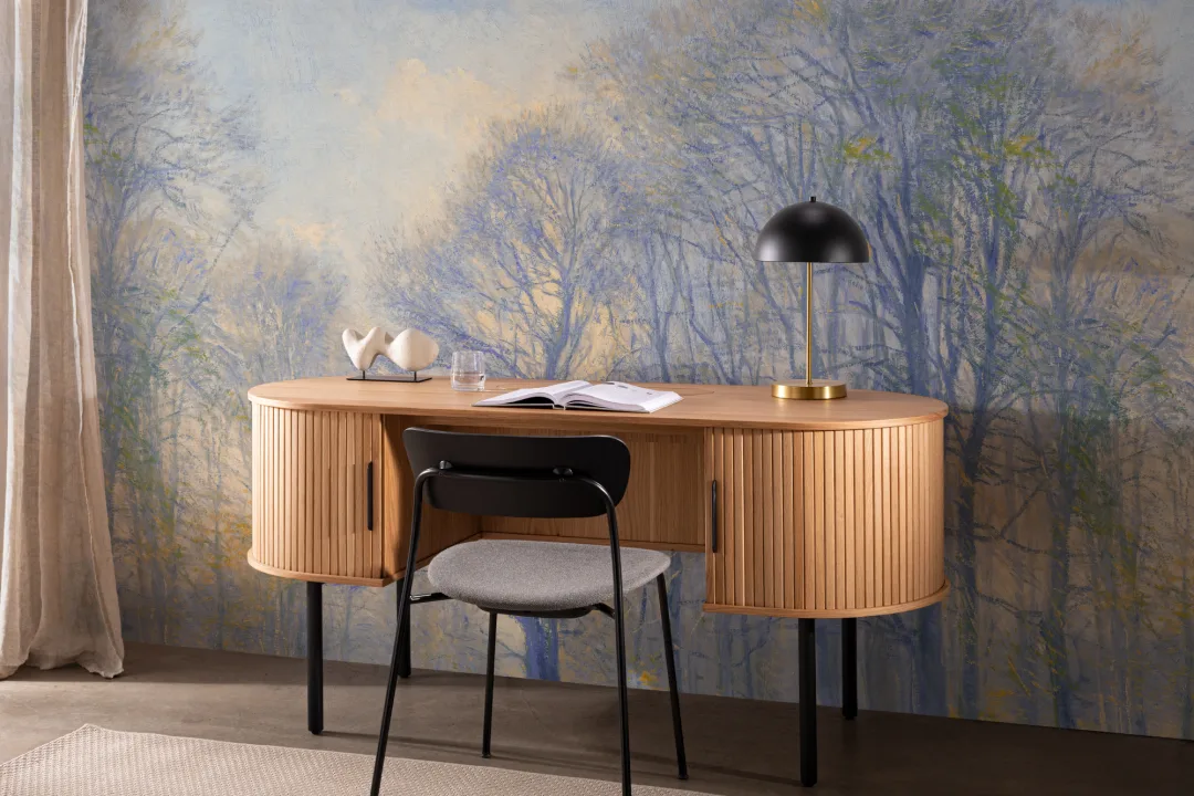 Blue Loosely Painted Forest Mural