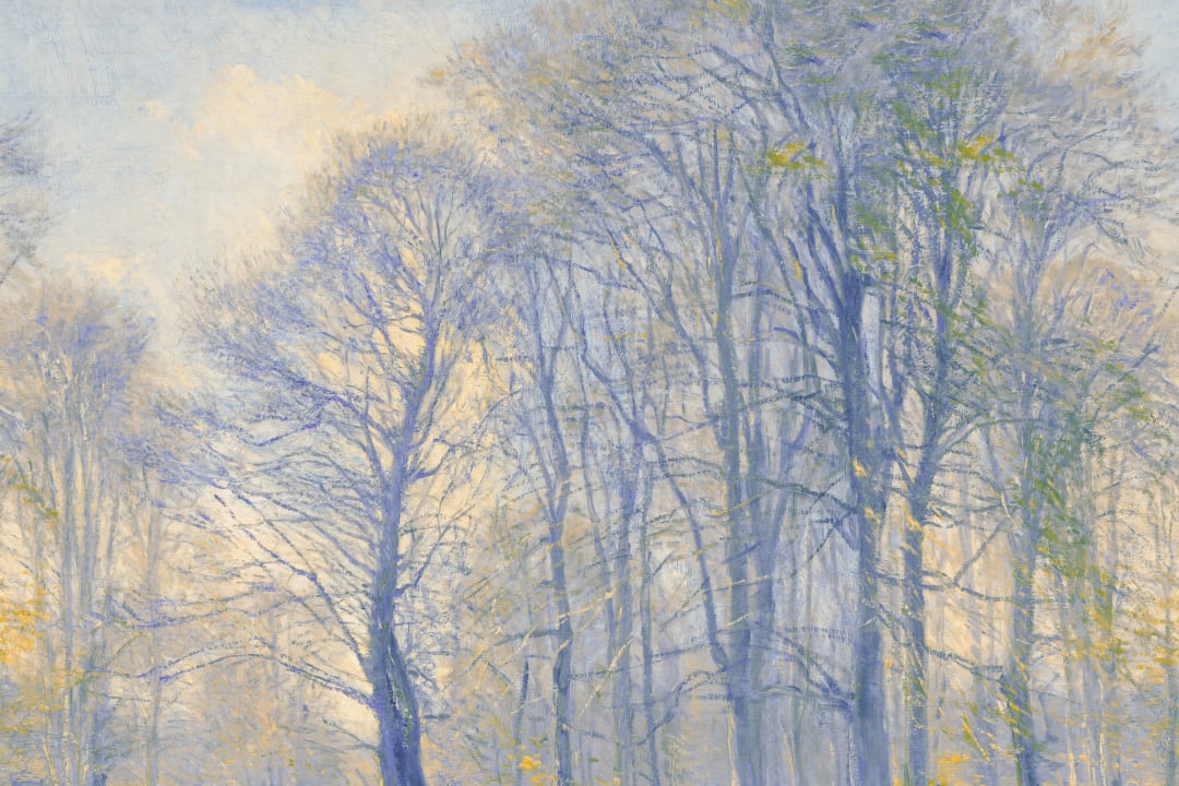 Blue Loosely Painted Forest Mural