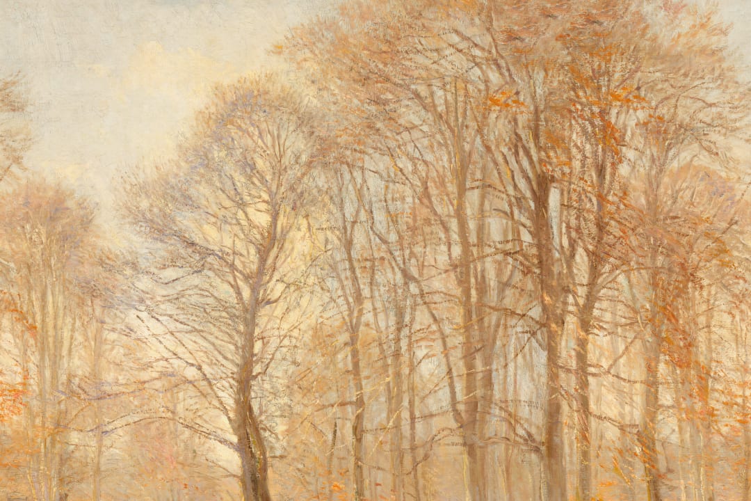 Orange Loosely Painted Forest Mural