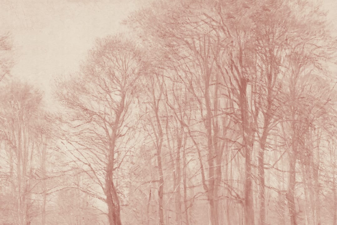 Pink Loosely Painted Forest Mural