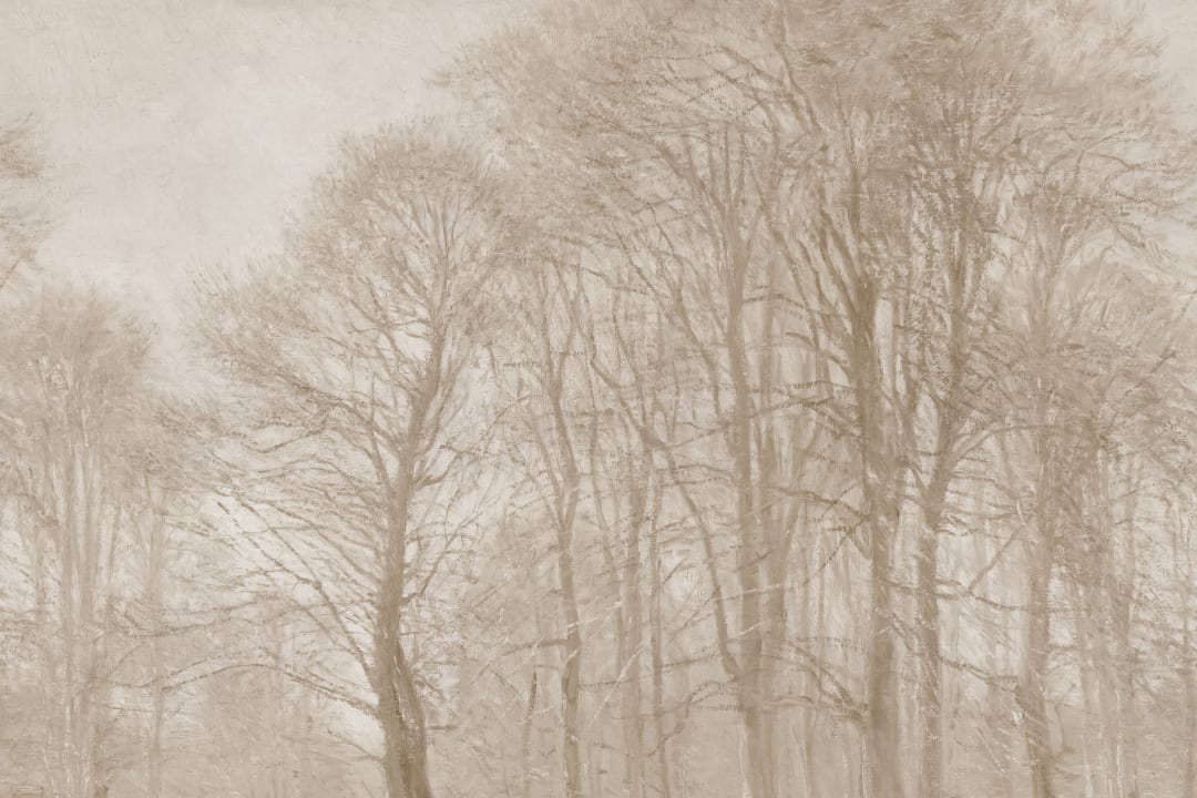 Beige Loosely Painted Forest Mural