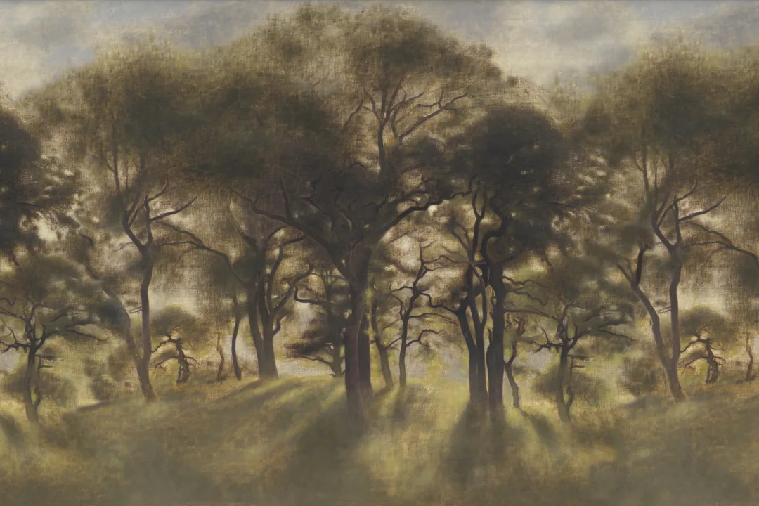 Classic Misty Forest Oil Painting Mural