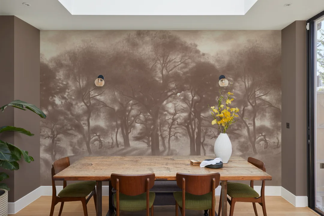 Brown Misty Forest Oil Painting Mural