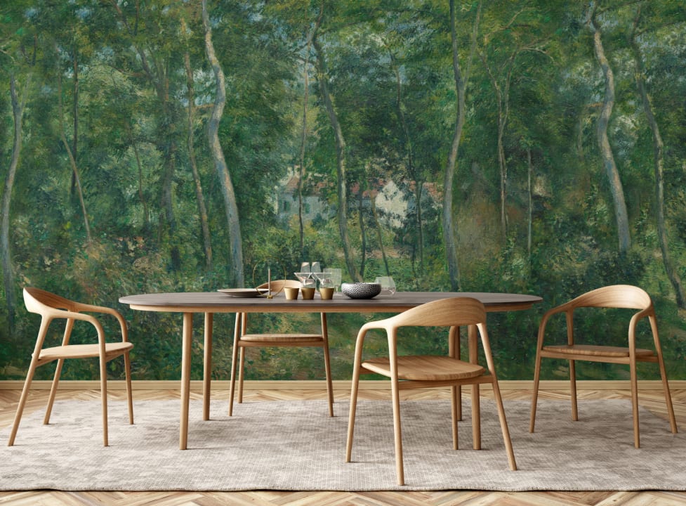 Green Wild Woodland Oil Painting Mural