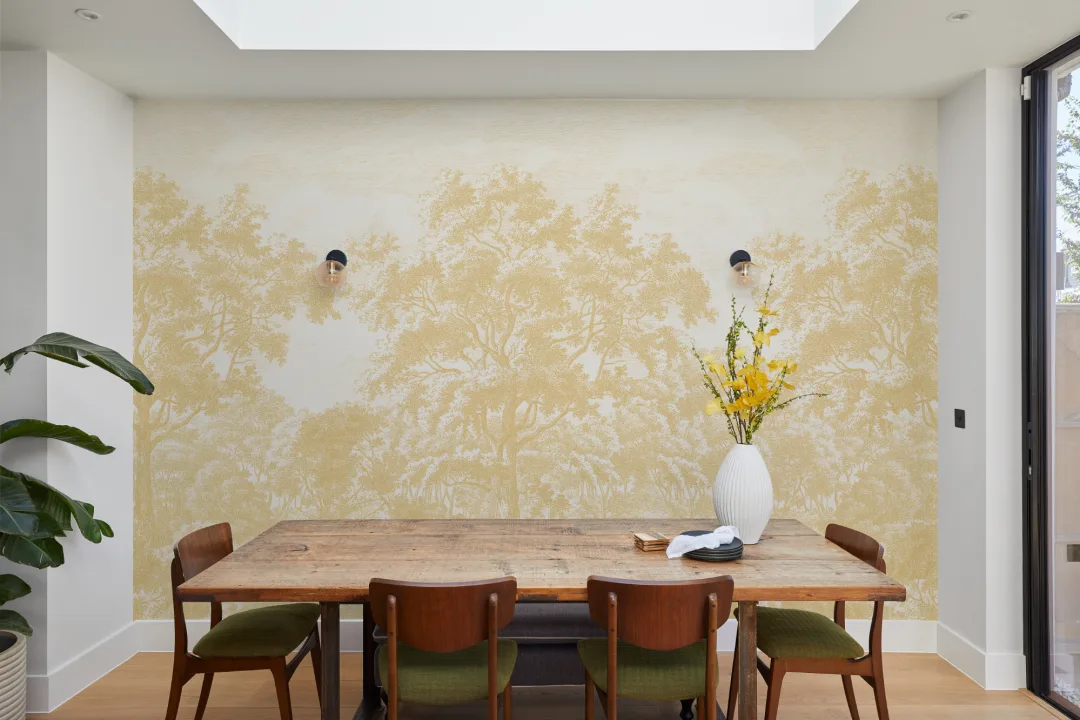 Yellow Forest Illustration Etching Mural