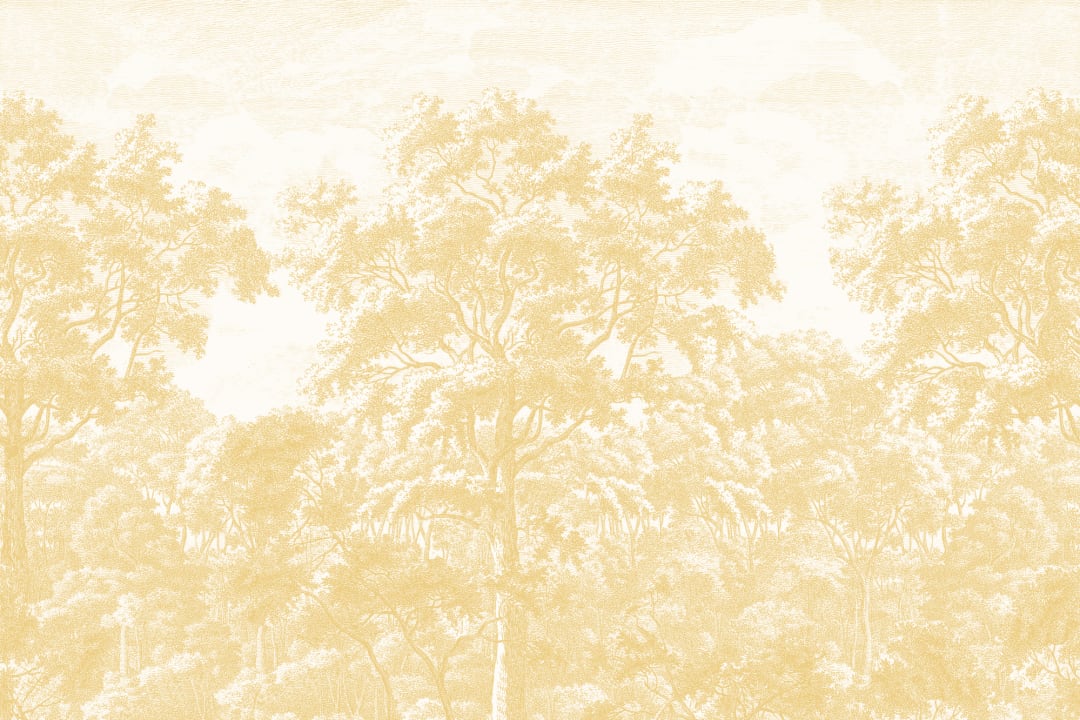 Yellow Forest Illustration Etching Mural