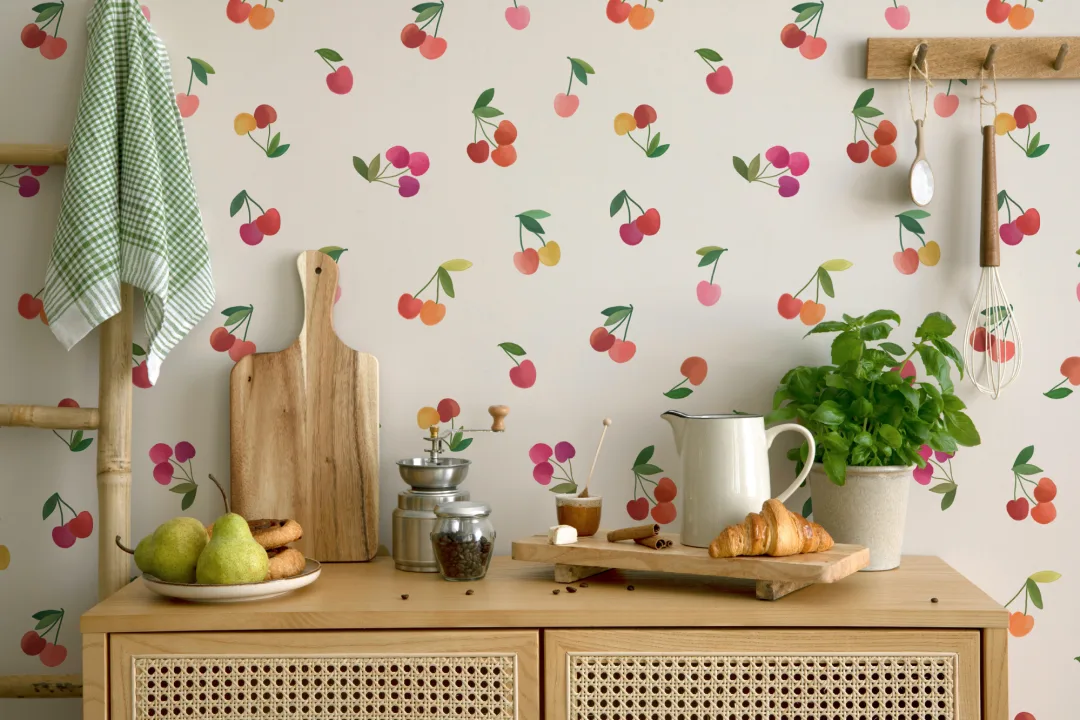 Bright Pastel Cherries Wallpaper
